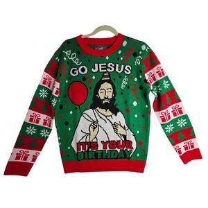 Go Jesus It is Your Birthday SzSm unisex Christmas Ugly Sweater. Party. Holidays